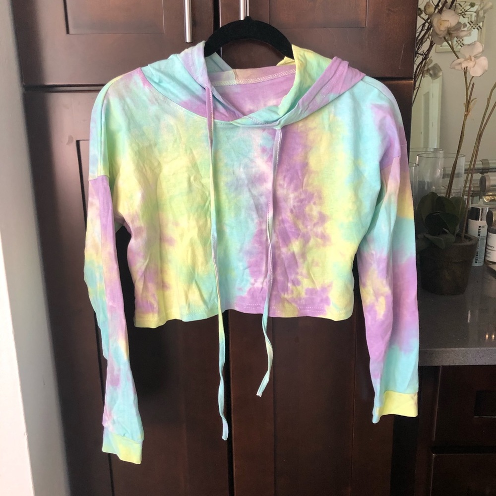 New crop tie dye sweater hoodie
